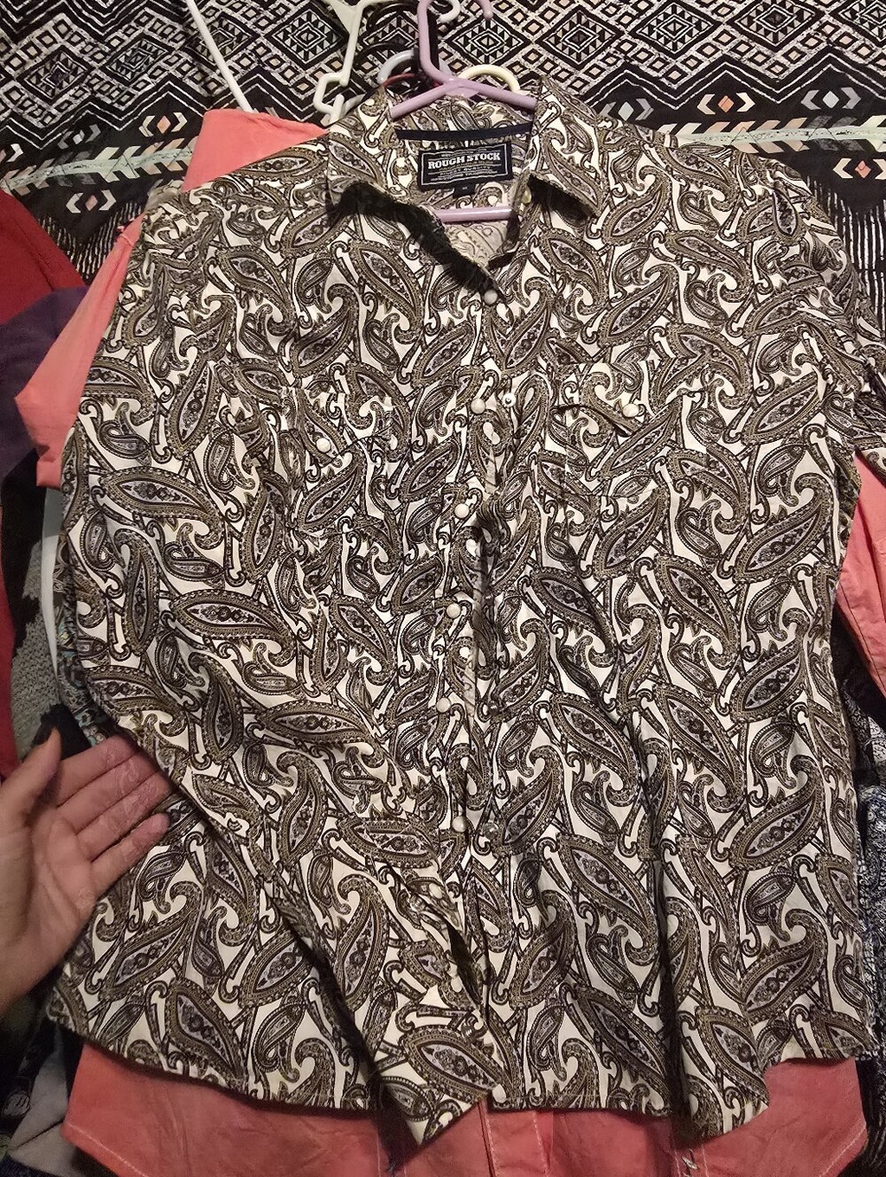 Womens Paisley Button-Up Shirt